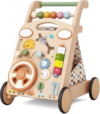 Wooden Baby Walker with Wheels Adjustable Speed