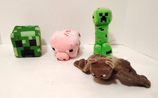Minecraft Mojang Lot of 4 Plush Creeper, Bat, Pig, Creeper Cube Stuffed Animals