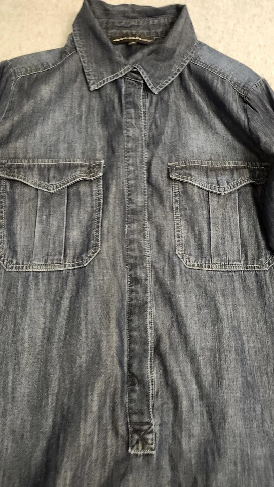 Vestido Camisa Casa Blanca Mercado Negro Mujer 14 Azul Denim Manga Larga Popover Foto 4 de 4