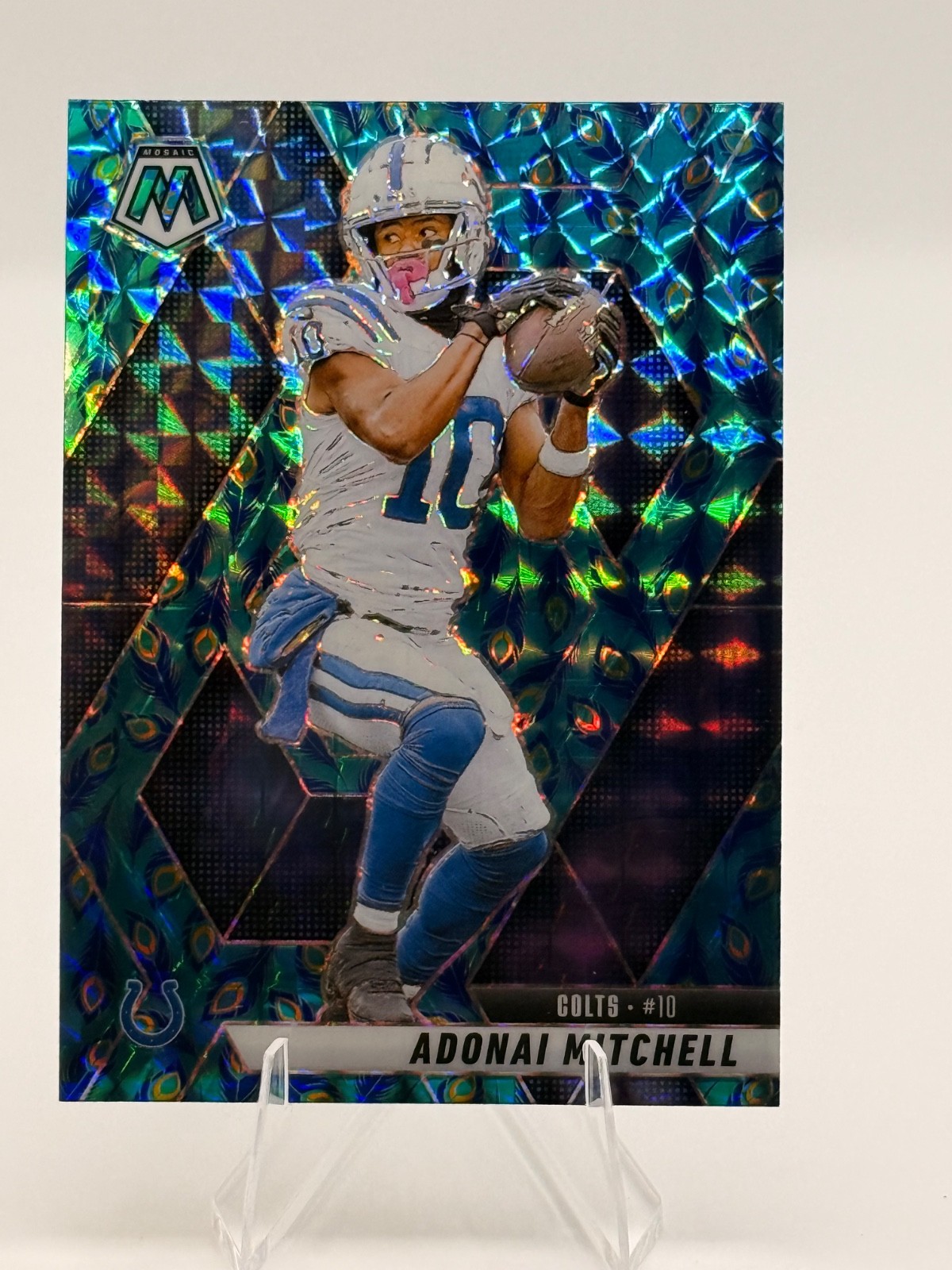 2025 Panini Mosaic #203 Adonai Mitchell Choice Peacock SSP Indianapolis Colts