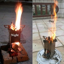 Folding Wood Stove Camping Cook Stainless Steel Picnic Burning Rocket Stove UK
