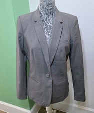 Calvin Klein Womens Blazer Size 8 Gray Stretch Career Office Suit Jacket 1