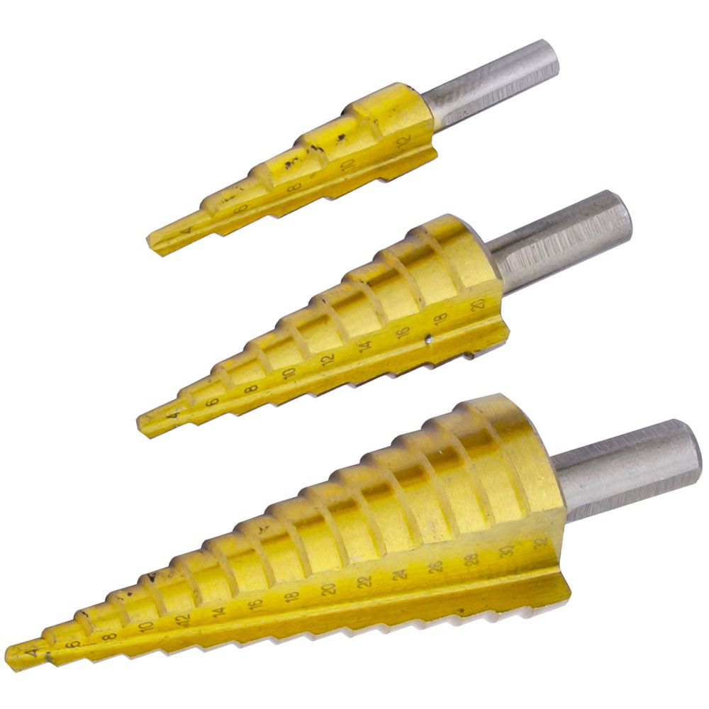 Rolson 3pc Titanium Step Drill Set