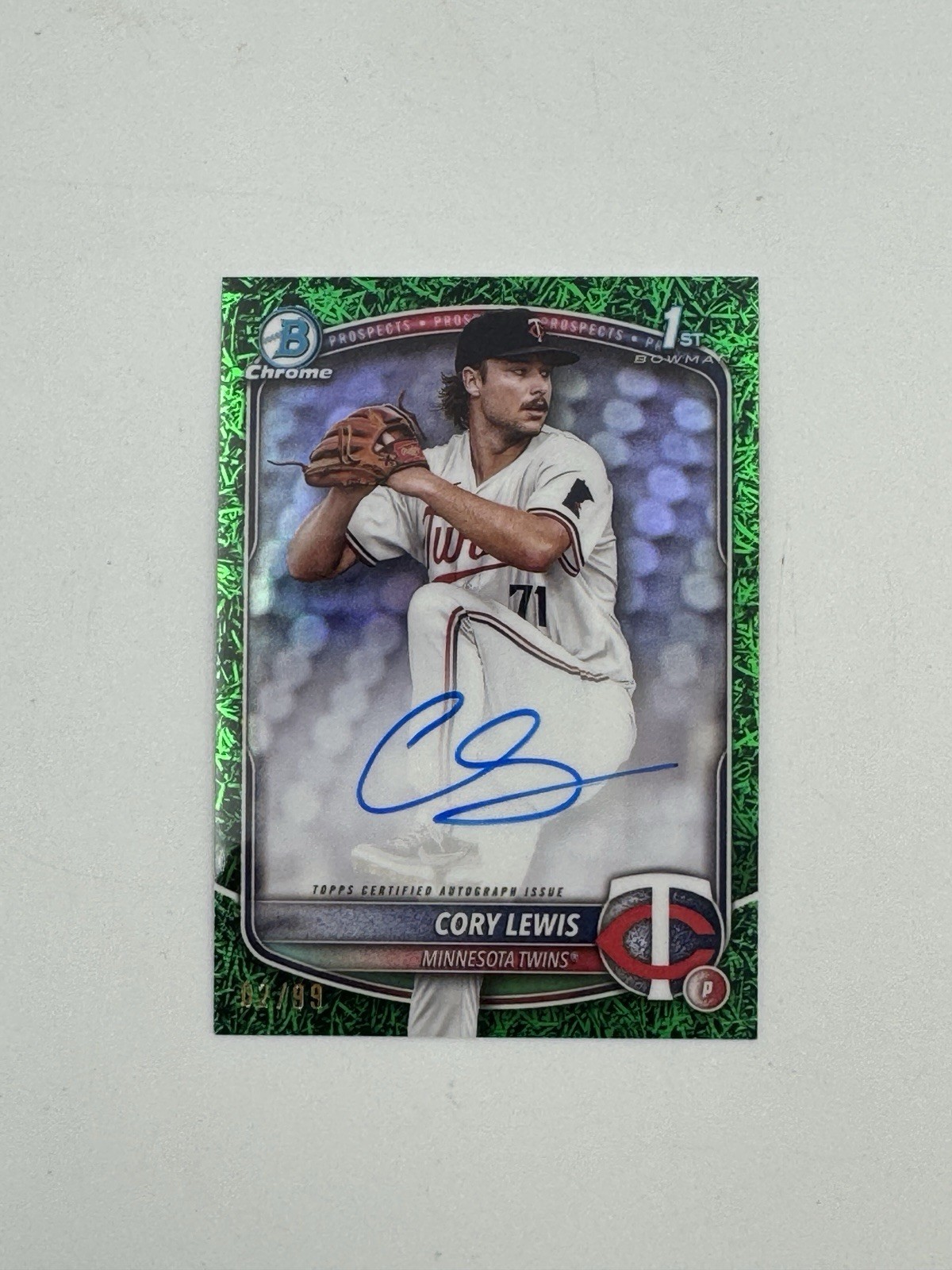2025 Bowman Chrome Prospect Green Grass Refractor 2/99 Cory Lewis #CPA-CLE Auto