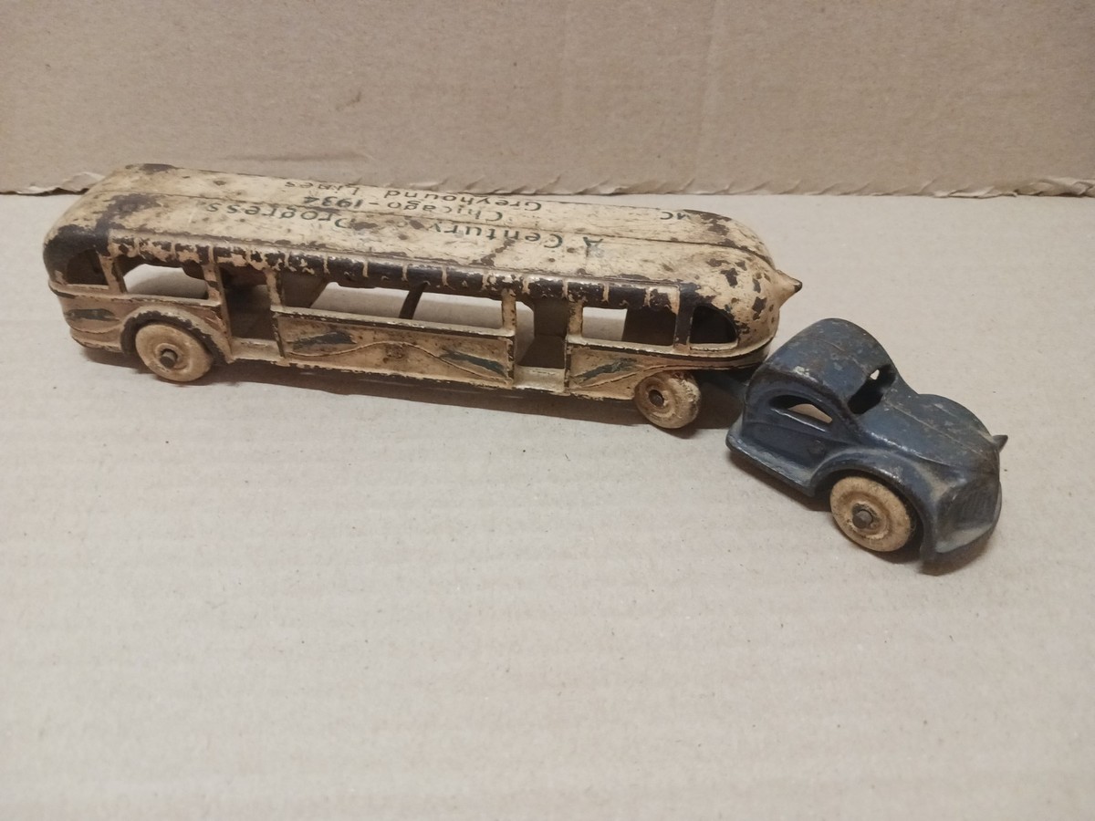 Autobus Greyhound Semi-remorque GMC - Arcade USA 1934 - Métal, 29 Cm