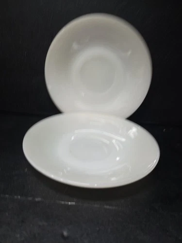 Fire King Ware Off White Milk Glass Saucers Plate Vintage 6” Set Of 2