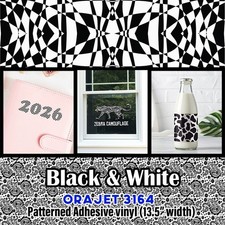 Black White Patterned Adhesive Vinyl 13.5 Roll Free Shipping