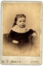 Cabinet Card Circa 1880s H.T. Martin Cute Girl Topeka Kansas