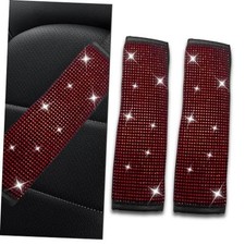 2PCS Bling Car Seat Belt Covers, Rhinestone Car Seat Belt Shoulder Pads, Red
