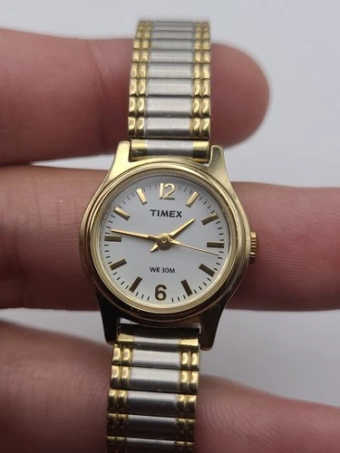 Timex Women's Quartz Vintage Two Tone Stretch Band New Battery Working