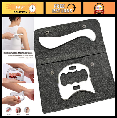 Stainless Steel Gua Sha Massage Tool Set - Muscle Scraper for Pain Relief, Thera