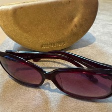 Authentic Miu Miu round sunglasses w/Case Purple Smoke lenses Women's Logo