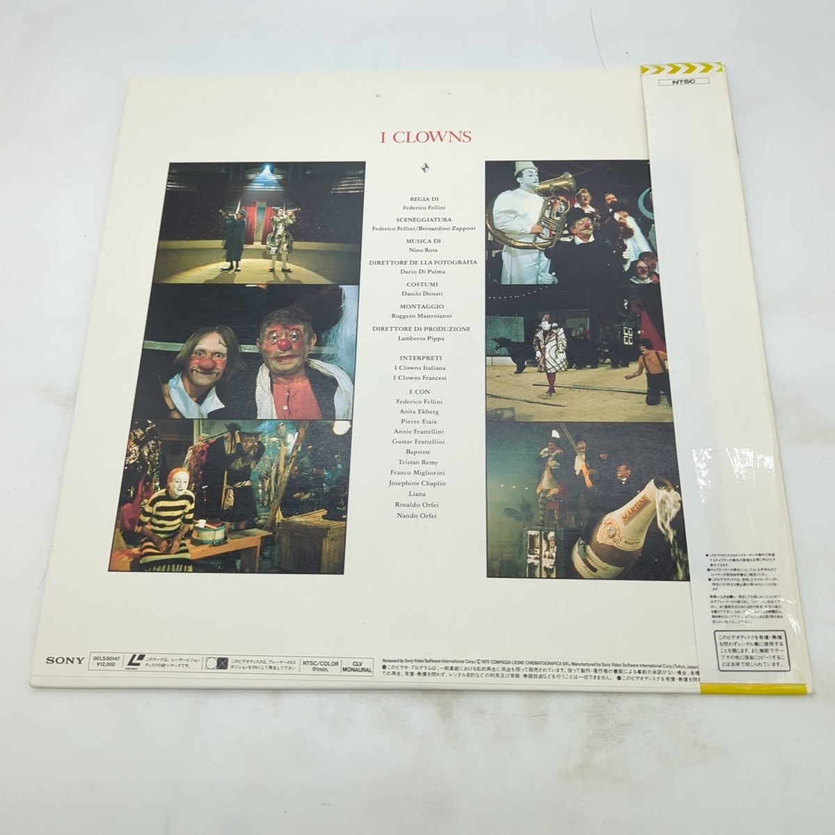 I Clowns LaserDisc LD Japan Fellini Sony Video Obi NTSC 00LS80147