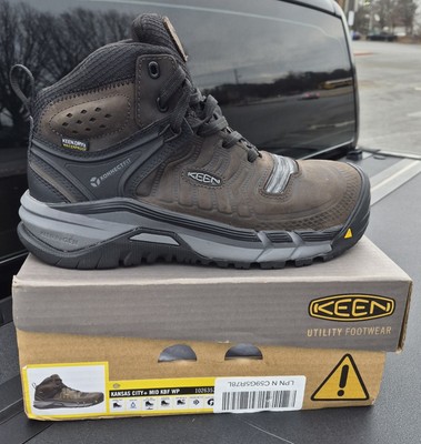 KEEN Kansas City Steel Toe Work Boots Waterproof  Slip Puncture Resistant Size 9