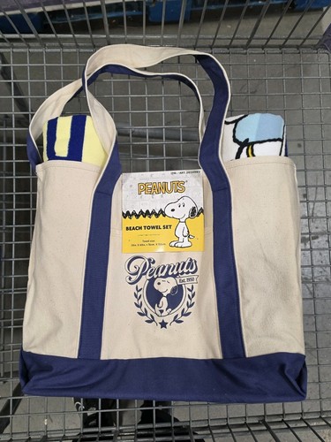 Northwest Group Peanut 2 beach towels(30x60in) and 1 navy tote