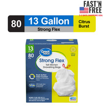 Great Value Strong Flex 13-Gallon Drawstring Tall Kitchen Trash Bags, 80 Count