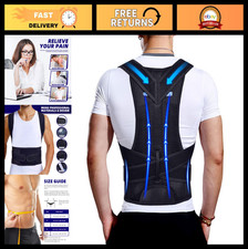 Posture Corrector Back Brace for Men  Women - Lumbar Support, Pain Relief, Full