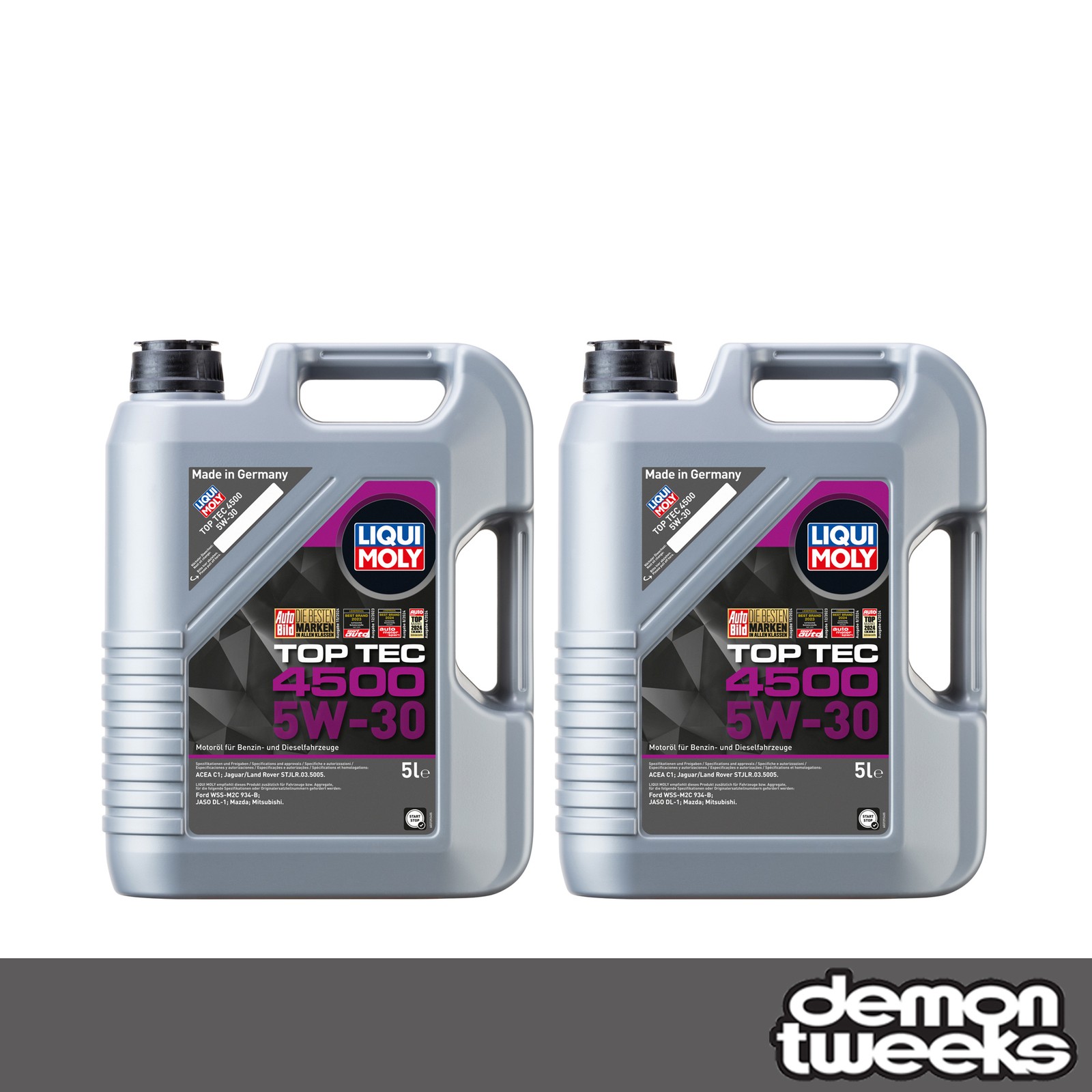 2 x Liqui Moly Top Tec 4500 5W30 Synthetic Technology Engine Oil - 5 Litre