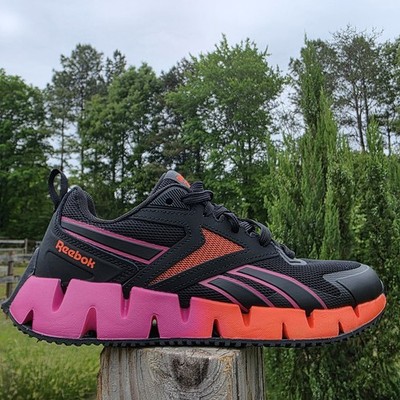 Reebok Zig Dynamics STR WOMENS running Shoe Black With Pink/Orange Size 7.5