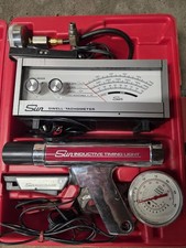 Vintage Sun Tune Up Testing Equipment Dwell Tachometer Timing Light Manuals Box