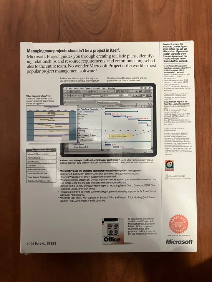Vintage Unopened Microsoft Project 4.0 for Mac OS System 7 (1995) - Image 2 of 4