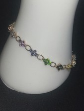Beautiful Fully Hallmarked 10ct Gold Natural Multi Gemstone Tennis Bracelet