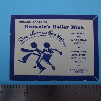 BROWNIE'S 1940s FT LAUDERDALE Vintage Roller Skating Rink Sticker Label Decal