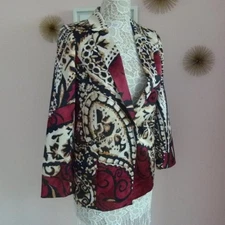 Flawless Chico's polyester satin like beautiful colorful blazer 0 small us 4 (S7