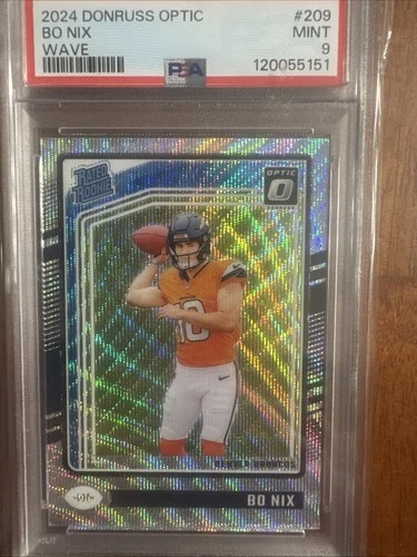 2024 Donruss Optic Bo Nix Wave 123/300 Rated Rookie #209 PSA 9
