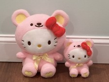 Hello Kitty Pink Bear Costume Plush Toy Wool Boa Bear 11.8in with Mini Combo