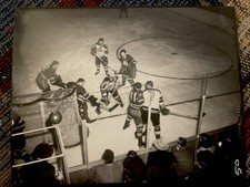 1950 NHL HOCKEY ORIGINAL NEGATIVE RP PHOTO TEEDER KENNEDY HOWIE MEEKER BOSTON