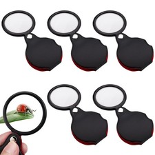 5 Pack Mini Magnifier, Pocket Magnifying Glass Foldable 10x Magnification wit...