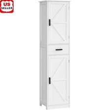 Narrow Bathroom Storage Cabinet 6 Shelves Drawer Easy Assembly Space Saver New