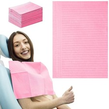 Pink Disposable Dental Bibs 3-Ply Paper Poly Tattoo Towels 500 Count 13 x 18 in