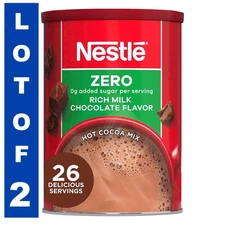 NESTLE ZERO Fat Free Rich Milk Chocolate Hot Cocoa Mix, 7.33oz Canister LOT OF 2