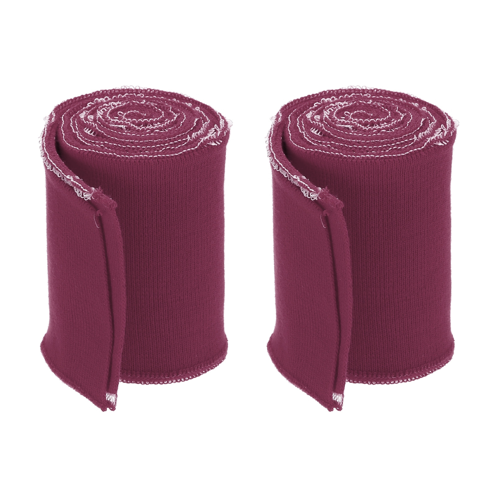 2Pcs Red Purple Knitted Ribbed Cotton Elastic Cuffs 3x2.6ft Fabric Trim