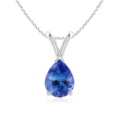 Angara natürlicher V-Ballen birnenförmiger 1,1 ct Tansanit Solitär Anhänger in Silber