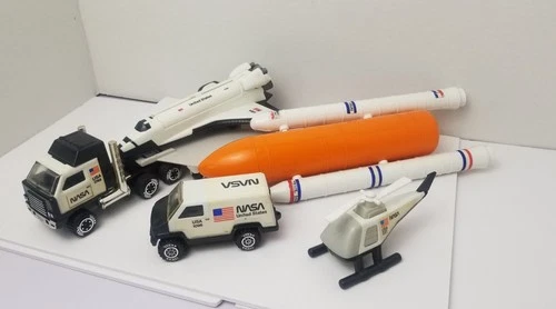 Vintage Tonka Tough Ones NASA Space Shuttle Semi Truck Lowboy Trailer Van 1985