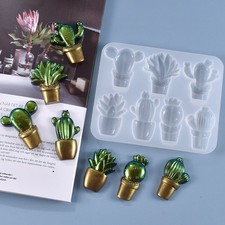 3D Cactus Keychain Charms Resin Mold Handmade Jewelry for Key Chain Pendant Mold