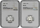 1946 P + D 10C Silver Roosevelt Dime NGC Graded MS 66 Two Coin Lot