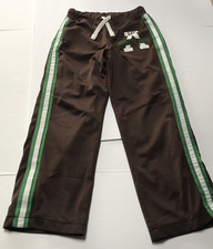 Y2K Gap Athletic Track Pants Boys X-Large 12 Mesh Brown Green Stripe Gym Sports