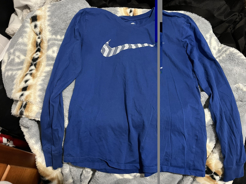 Nike Men’s M Blue Nike Tee Long Sleeve Crew Neck Athletic Fit Logo T-Shirt