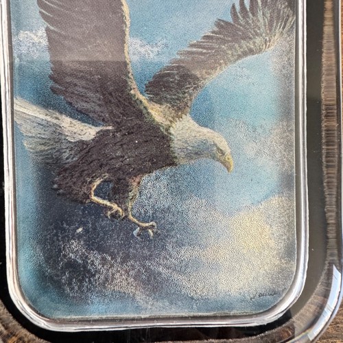 American Bald Eagle Desk Office Paperweight Art Glass Sparkling Large Bird Deco - Picture 6 of 9