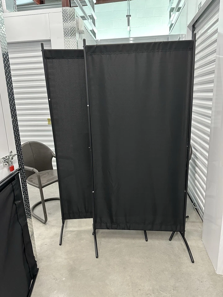 Room Divider Folding Privacy Screen Portable Wall Partition w/3 Fabric Panels - Image 2 of 2