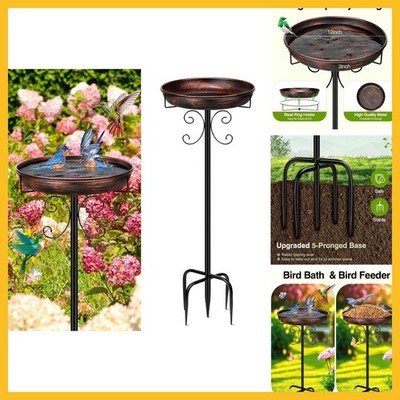 Daoeny 35In Metal Bird Bath for Outside, Vintage Freestanding Birdbaths & Birdfe