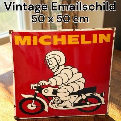 Plaque Émaillée Vintage Alt Michelin Enamel Publicitaire 50 cm - Photo 1/4