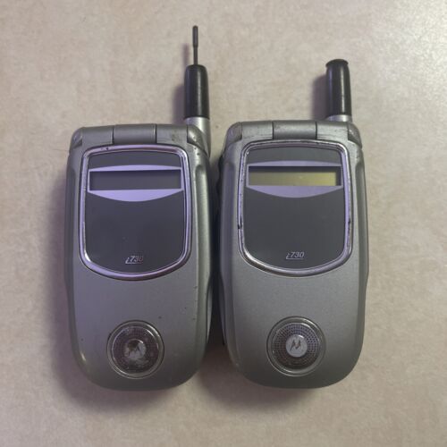 Lot Of 2 Motorola Nextel i series i730 - Silver Flip Cellular Phone - Photo 1/3