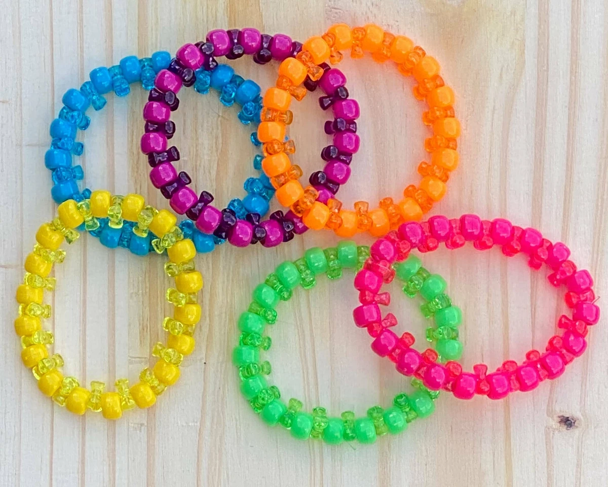 6 Sparkle Rainbow Kandi Bracelets Perler Jewelry Artkal Party