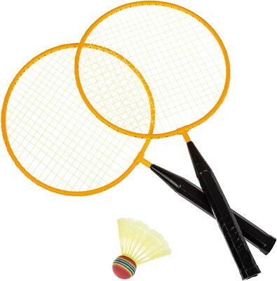 Idena 7408408 - Badminton Set Junior mit 2 Schlägern und einem Ball Federball
