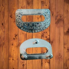 Engraved NRHA Saddlesmith Sterling Silver Plated flank slots western saddle Pair